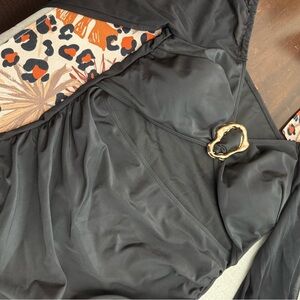 Black Swimsuit with Gold Accent